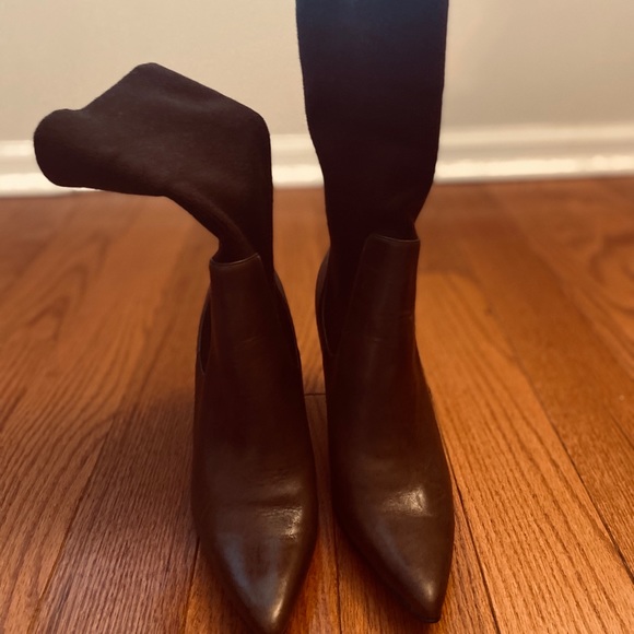 🤎 Brown Leather Fabric Pointed Boot by Nine West - Picture 7 of 10